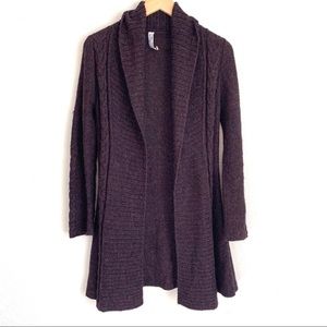 Indigenous maroon 100% alpaca open front cardigan